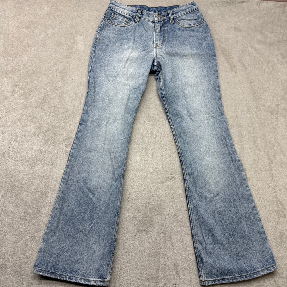 J. Galt Flare Jeans Womens Small Light Wash Blue Low Rise 100% Cotton Boho Denim